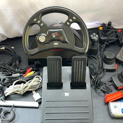 Vintage Video Games Accessories - Mad Catz Steering Wheel & Pedal, Joysticks Plus 