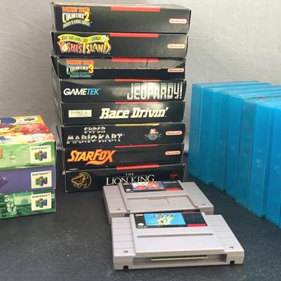 Super Nintendo & Nintendo 64 Games 15 Pcs, Nintendo Blue Cases 10 Pcs - Untested