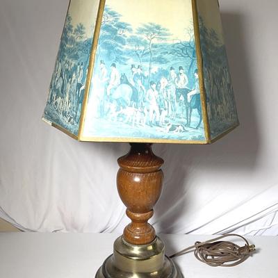 Italian-style Reverse Hunting Scene Table Lamp - Tested