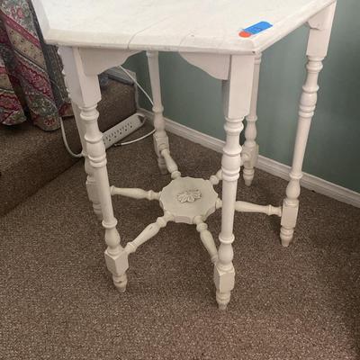 Shabby Chic-Style Hexagonal White End Table, Vintage