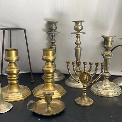 Brass, Chrome, Wrought-Iron Candle Holders