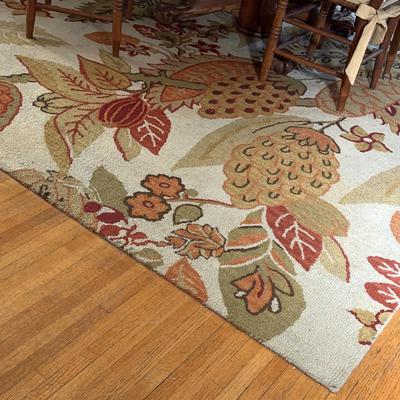 Fruit Motif Large Area Rug 12x9 Feet - Burgundy Beige Color Theme
