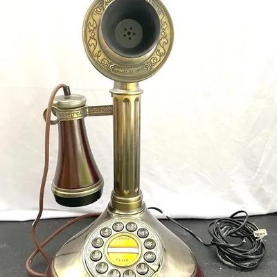Die Cast Stick Telephone Antique Reproduction with Push Buttons