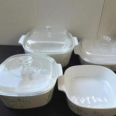 Shadow Iris Corning Ware - 4 Casserole Dishes, 3 Lids