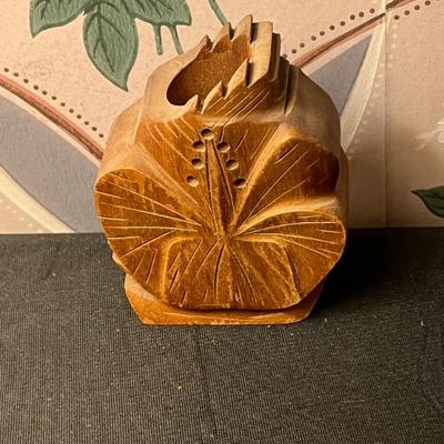 Vintage Hawaiian Hand Carved Monkey Pod Perfume Holder