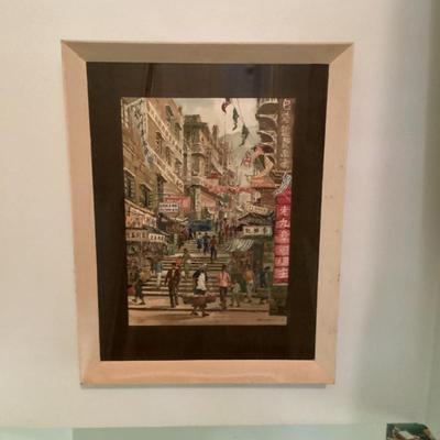 Wall art busy street scene