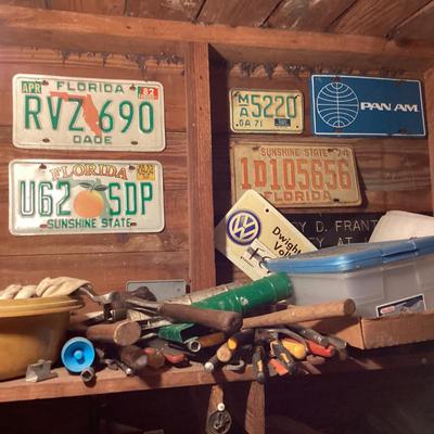 Florida license plates and tools