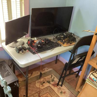 Gaming monitors console controller and keyboard