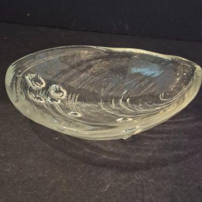 Vintage MCM Blenko Clear Hand Made Free Form "Amoeba" Dish