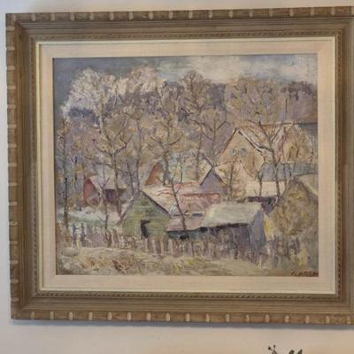 Signed Framed "Lemont Scene" 1928 (Chicago) by Leon Garland - 31" x 27"