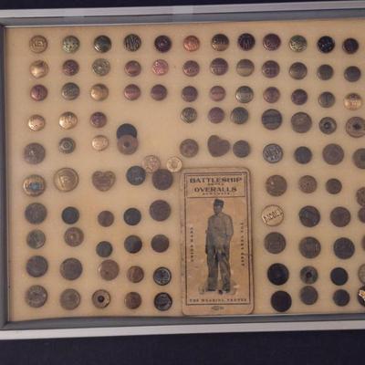 Vintage Overall Button Cover Display - Display Case Included