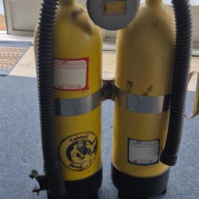 Vintage Early 1970s US Divers Aqua-Lung Tanks with DW-"mistral" 1-Stage Regulator Cousteau-Gagnan Process