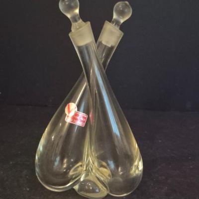Vintage 1980s Summit Art Glass (Russell & JoAnn Vogelsong) Conjoined Cruet Set