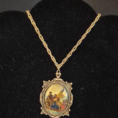 Vintage 1970s George Washington Crossing the Delaware Necklace