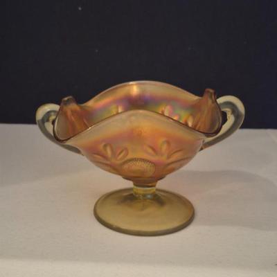 Antique 1904-1913 Dugan Class Company "Question Marks Marigold (Carnival)" 2-Handled Bon Bon