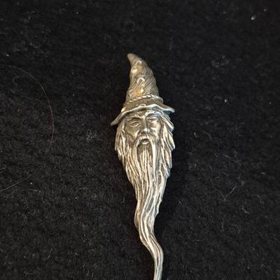 Vintage 1970s Jonette Jewelry (J.J.) Pewter Wizard Brooch