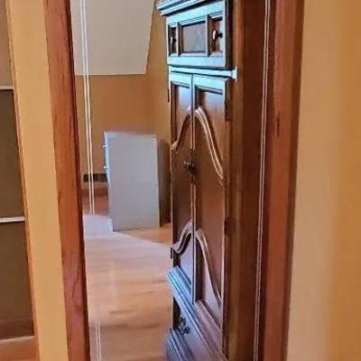 Wood Frame Etched Mirror 
