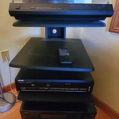 Sansui Turntable, Philips DVD740VR Video VCR Combo, Onkyo Tuner, JVC Cassette Deck