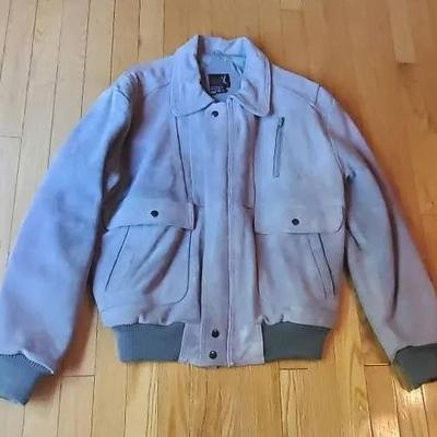 Men's Hawk Creek Gray Suede Bomber Jacket Size L
