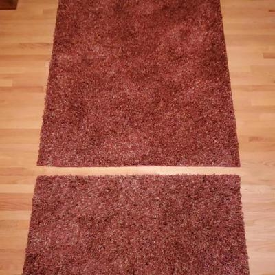(2) Orange, Reds and Browns Shag Area Rugs