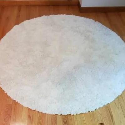 6ft Round White Shag Rug