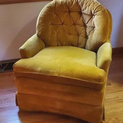 Vintage Velvet Swivel Rocking Chair 