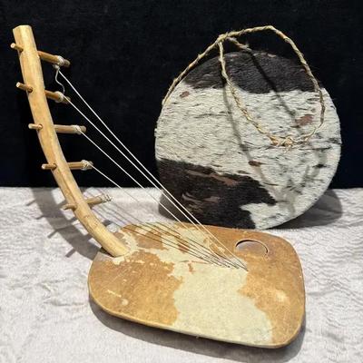 African harp hide drum