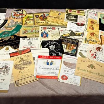 Unused wine bottle labels