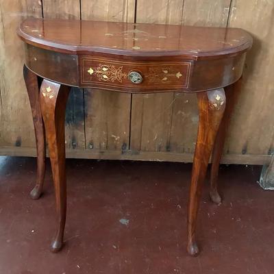 Brass inlay demilune table