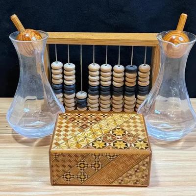 Abacus carafe set & puzzle box