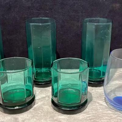 Anchor green drinking glasses ana collectible glasses