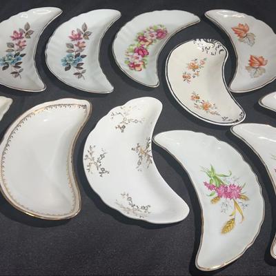 Vintage Crescent shaped bone dishes