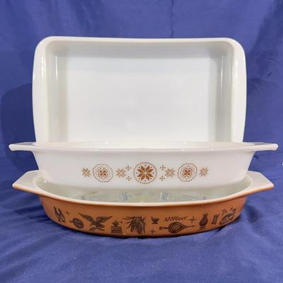 Vintage Pyrex casserole dishes, Opal, Town & Country, Early American
