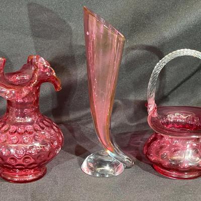 Vintage Cranberry glass vases