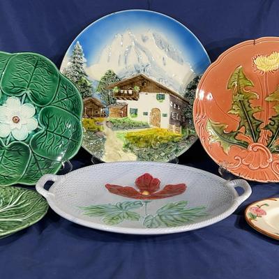 Collection of Majolica style decorative plates