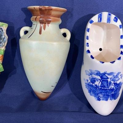 Collection of Vintage ceramic Wall Pocket vases