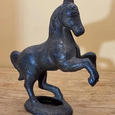 Vintage Cast Iron Rearing Horse Coin Bank
