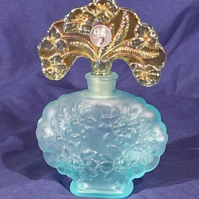 Fenton for QVC 95th Anniversary aquamarine satin perfume bottle