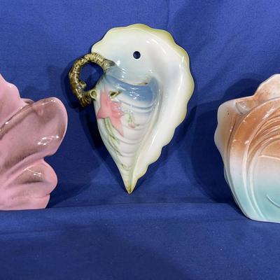Collection of Vintage Wall Pocket vases; Covina, Hull & McCoy Pottery