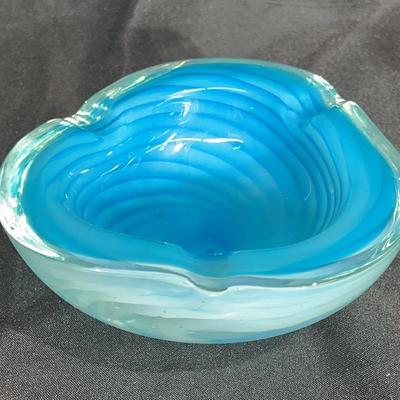 Murano opalescent blue swirl Ash Tray