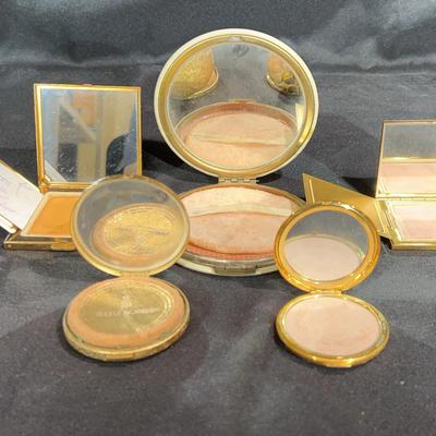Collection of Vintage powder compacts, Volupte, Rex 5th Ave, Merle Norman, Estée Lauder