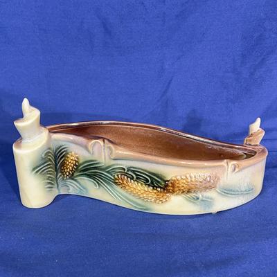 Vintage Hull Pottery “Parchment and Pine” console bowl
