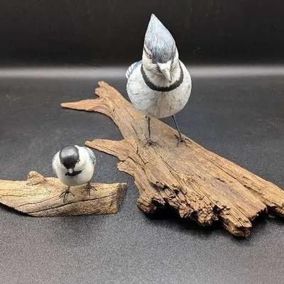 Warren's Originals Folk Art Carved Birds on Driftwood