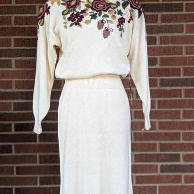 Darian Embroidered Knit Sweater Dress
