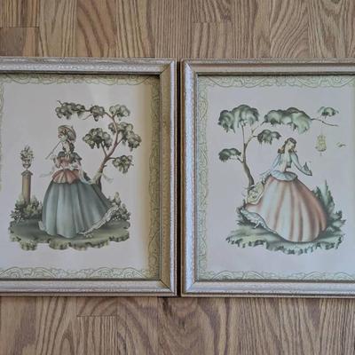 1940's Southern Belle and Victorian Lady Lithograph Prints