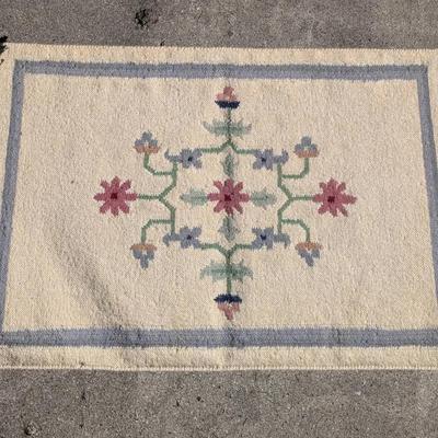 Flat-Woven Floral Folk Rug
