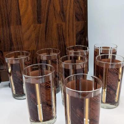 Libbey Wood Grain Panel Barware