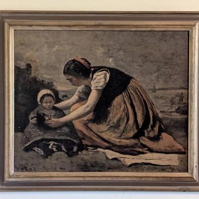 "Mother And Child On The Beach" Carot Print