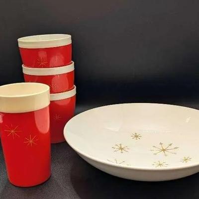 Atomic Sparkle Cups and Bowl