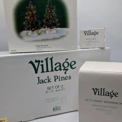 Department 56 Trees and Snowman Sign